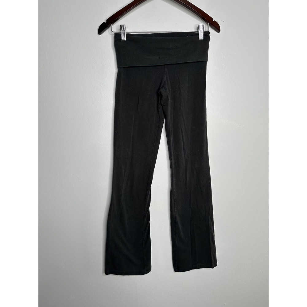 PINK Victoria's Secret Yoga Pants Womens XS Black Good Foldover Flare Y2K Logo
